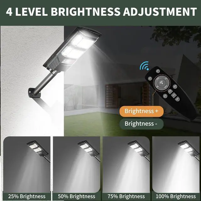Alt view image 6 of 7 - Solar Street Lights Outdoor Waterproof: 2 Pack LED Solar Dusk to Dawn Flood Light Outside 10000 Lumen Solar Powered Security Exterior Wall Mount Lamp Motion Sensor Remote Control for Yard Parking