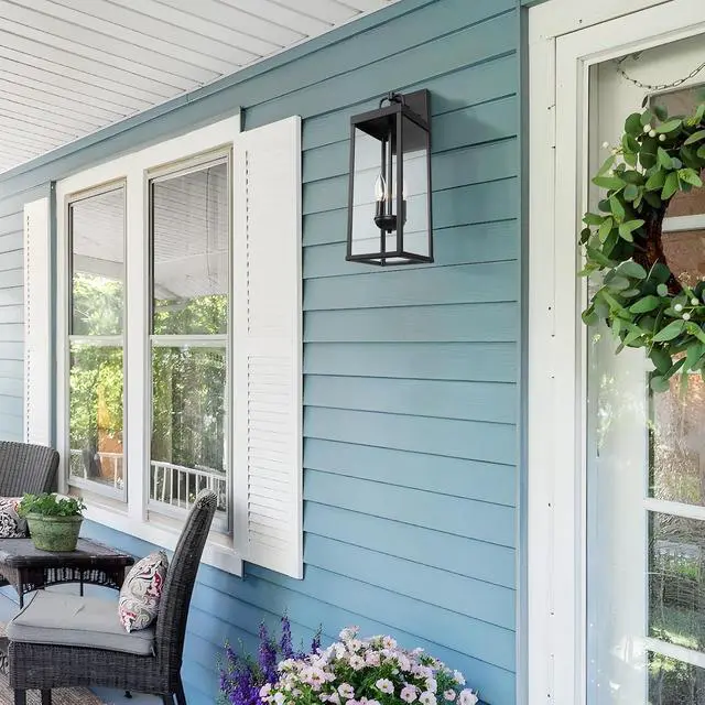 Alt view image 7 of 7 - Outdoor Wall Sconce Lights, 20 Inch Tall Transitional Exterior Wall Lighting with Clear Glass, Modern Black Carriage Lantern Lamp Outside for Front Porch Garage Garden Patio Corridor Doorway