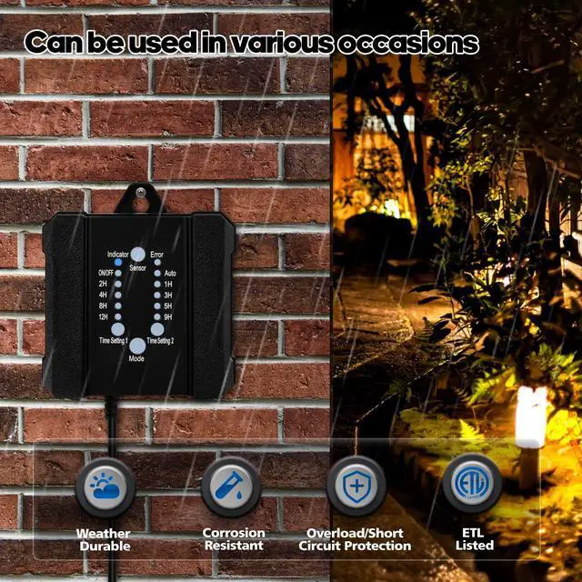Alt view image 4 of 7 - SMY Lighting 100W Outdoor Low Voltage Transformer with Timer and Photocell Sensor,120V AC to 12V DC Weatherproof for LED Landscape Lighting,Deck Lights,Spotlight, Pathway Light,ETL Listed