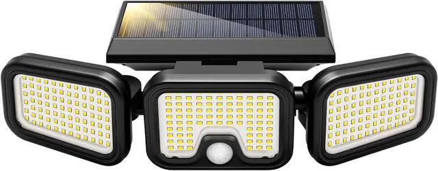 Main image of VIVOHOME Solar Flood Lights Outdoor, 256 LED 2500LM Motion Sensor Lights, 3 Adjustable Heads Security Lights, IP65 Waterproof, 270° Wide Lighting Angle Solar Powered Lights for Porch, Yard