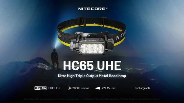 Alt view image 2 of 6 - Nitecore HC65 UHE Headlamp, 2000 Lumen Max Heavy Duty Metal, USB-C Rechargeable with White, Red, and Reading Lights for Camping, Hiking, Hunting, and Industrial Works (Black)