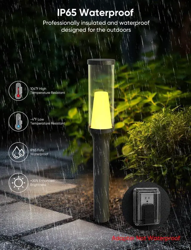 Alt view image 6 of 7 - APPECK Pathway Lights Outdoor 800LM, RGBCW Low Voltage Landscape Lighting, Smart APP and Alexa Control, IP65 Waterproof, Color Changing Walkway Lights for Garden, Yard, Patio, Christmas, 4 Pack