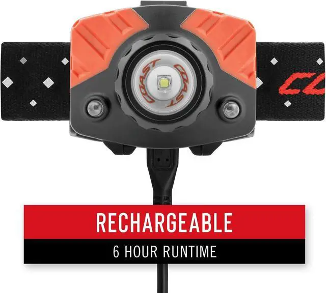 Alt view image 4 of 7 - Coast® FL75R Rechargeable 530 Lumen Dual Color Twist Focus LED Headlamp, Orange