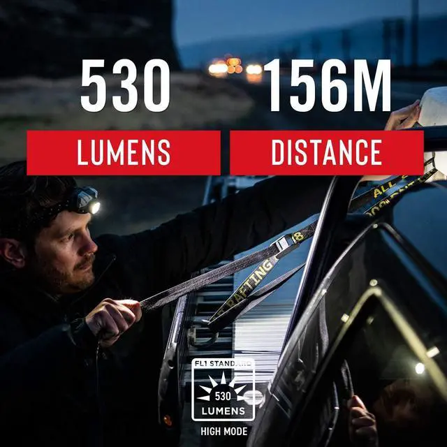 Alt view image 6 of 7 - Coast® FL75R Rechargeable 530 Lumen Dual Color Twist Focus LED Headlamp, Orange