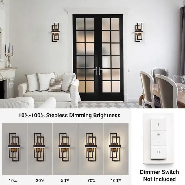 Alt view image 2 of 7 - LamQee 20 Inch Modern Outdoor Wall Lights, Integrated LED 1000LM Exterior Lighting Fixture Dual Rectangle Outdoor Sconce, Black Metal Wall Mount Porch Light Outside Lamp for House Garage Door Patio