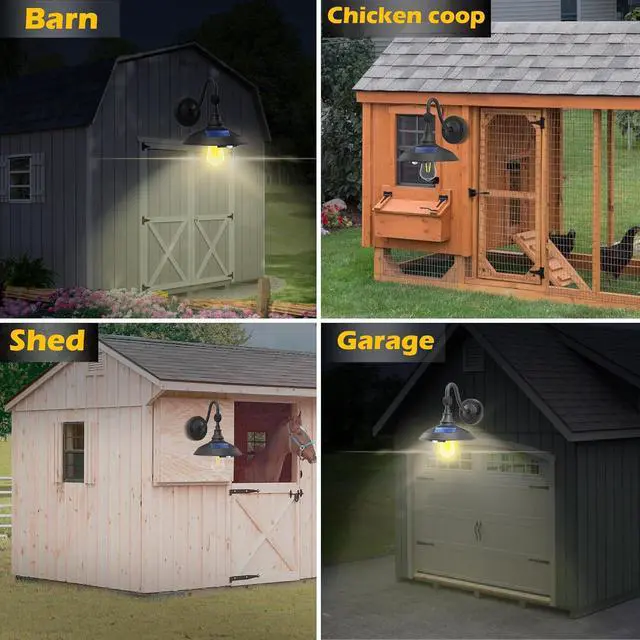 Alt view image 5 of 7 - LeiDrail Solar Barn Lights, Aluminum Rustic Vintage Solar Garage Lights with 3 Lighting Modes & Motion Sensor, Waterproof Outdoor Solar Gooseneck Lights for Barn Shed Chicken Coop Patio (2 Pack)