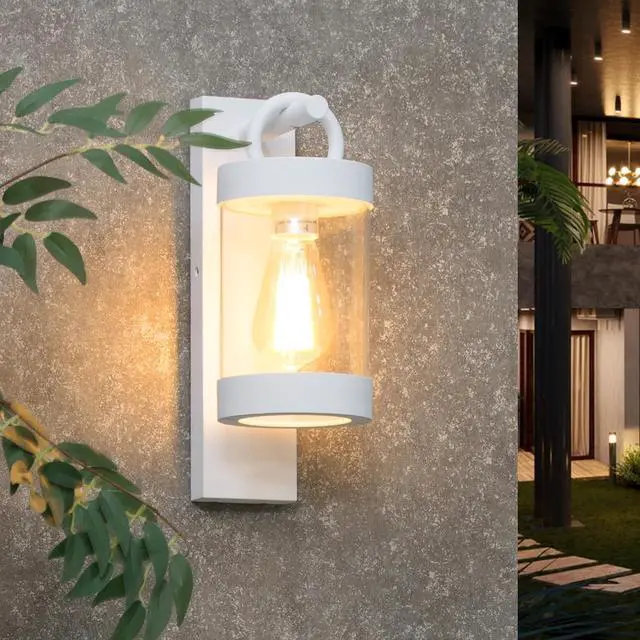 Main image of Porch Light White Dusk to Dawn Outdoor Wall Light, 13in Large Exterior Lighting Fixture for House Garage Front Door, Waterproof Outside Hanging Lamp E26 Wall Mount Lantern (Bulb Not Included)