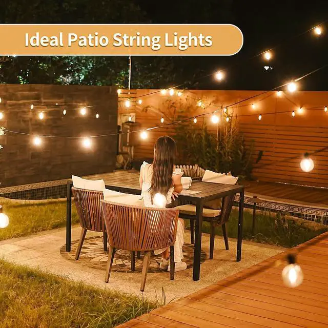 Alt view image 2 of 7 - SANBEN Outdoor String Lights with Remote, 50ft 25 Bulbs Low Voltage(24V) Patio Lights, Dimmable & Timer, IP65 Waterproof, G40 LED Hanging Lights for Outside, Deck, Garden, Backyard, Porch, Party