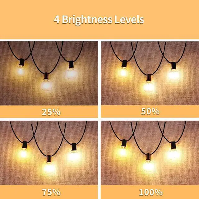 Alt view image 4 of 7 - SANBEN Outdoor String Lights with Remote, 50ft 25 Bulbs Low Voltage(24V) Patio Lights, Dimmable & Timer, IP65 Waterproof, G40 LED Hanging Lights for Outside, Deck, Garden, Backyard, Porch, Party