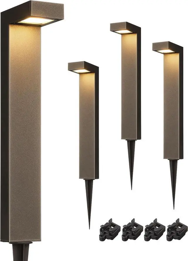 Main image of EDISHINE Low Voltage Pathway Lights Wired, 3000K 3.2W 50,000Hrs Waterproof LED Outdoor Landscape Lighting with Connectors, 12V Modern Cast-Aluminum Landscape Path Lights for Walkway Garden, 4 Pack