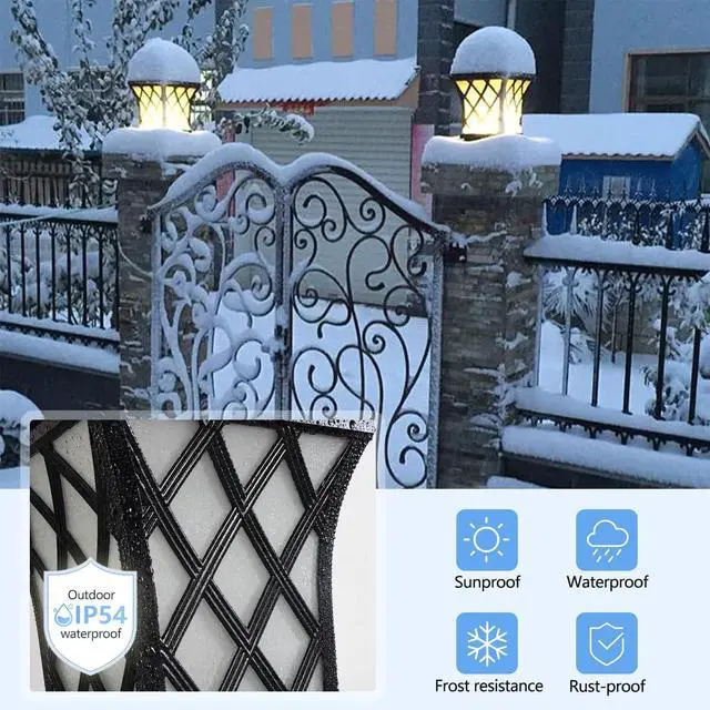 Alt view image 3 of 7 - Outdoor Column Lights, 24.4 Modern Column Lamp IP54 Waterproof Glass Post Light Outdoor E26 Aluminum Fence Post Light Fixtures for Villa Garden Park Lighting Black Pillar Lights