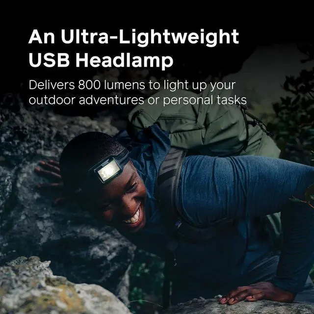 Alt view image 2 of 7 - BioLite, HeadLamp 800 Pro, 800 Lumens, Ultra-Lightweight & USB Rechargeable with 8 Light Modes, Midnight Grey