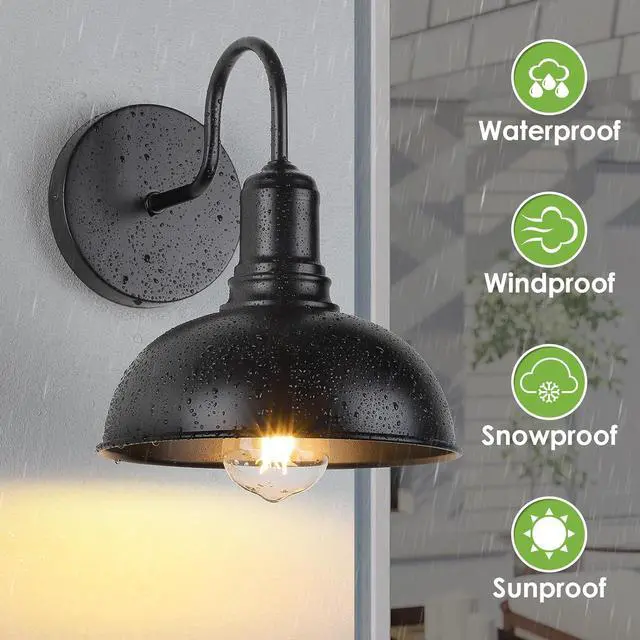 Alt view image 3 of 7 - MATAMEYE Outdoor Wall Sconce, 2 Pack Exterior Waterproof Farmhouse Barn Light Fixture, Black Garage Wall Lantern, Anti-Rust Front Porch Lamp