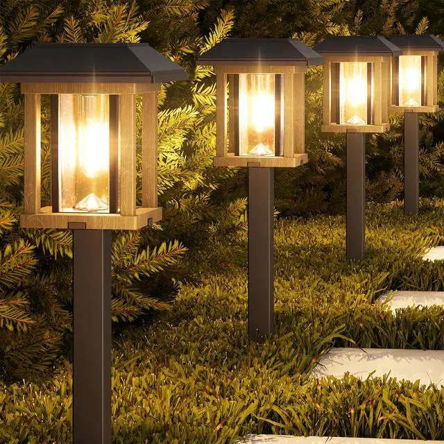 Main image of XMCOSY+ Vintage Solar Pathway Lights Outdoor 4 Pack Warm White Seeded Glass Garden Lights, Waterproof Solar Landscape Lighting for Walkway Yard Patio Driveway & Farmhouse Decor