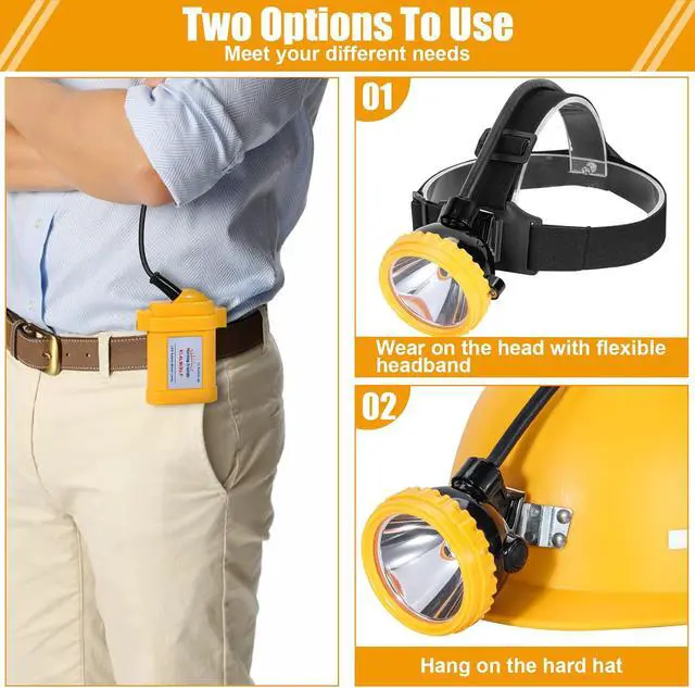 Alt view image 7 of 7 - Super Bright LED Mining Headlamp Rechargeable Waterproof Hard Hat Cap Light, Explosion-Proof Underground Miner Lamp for Tunnel, Coal Mine, Construction Work