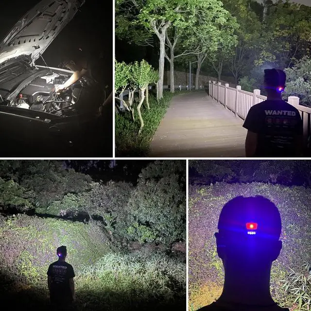 Alt view image 3 of 7 - DARKBEAM Hard hat Headlamp COB LED Floodlight with Red Light USB Rechargeable 2000 Lumen - Car Maintenance and Night Construction - Included Rechargeable Battery Last for 6-10 Hours