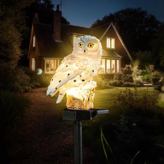 Main image of Garden Solar Light Outdoor Decor, Solar LED Light with Stake, Waterproof for Walkway Courtyard Party Decoration, White and Black Owl