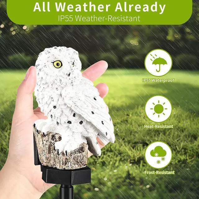Alt view image 2 of 6 - Garden Solar Light Outdoor Decor, Solar LED Light with Stake, Waterproof for Walkway Courtyard Party Decoration, White and Black Owl