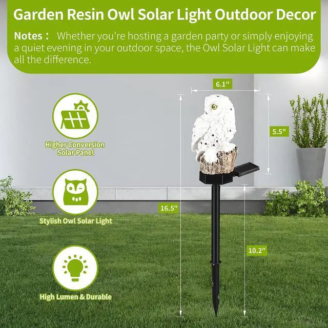Alt view image 3 of 6 - Garden Solar Light Outdoor Decor, Solar LED Light with Stake, Waterproof for Walkway Courtyard Party Decoration, White and Black Owl