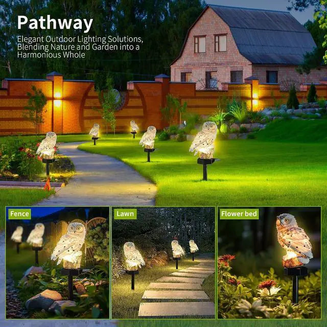 Alt view image 4 of 6 - Garden Solar Light Outdoor Decor, Solar LED Light with Stake, Waterproof for Walkway Courtyard Party Decoration, White and Black Owl
