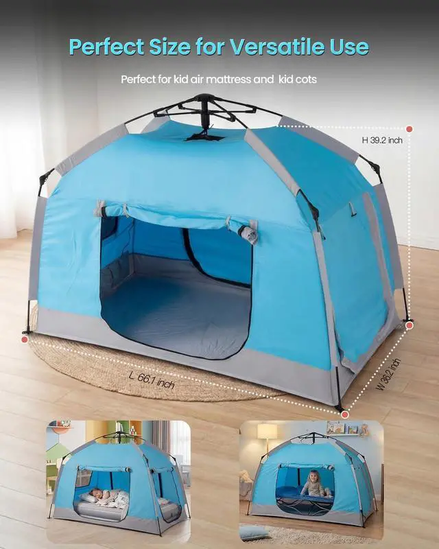 Alt view image 6 of 7 - Easy Set Up Kids Playhouse with Nice LED Light Strip and 3 Large Opens,Portable Children Play Tent & Privacy Room for Indoor & Outdoor Games with Carry Bag-Free Space for Toddlers-Birthday Gifts