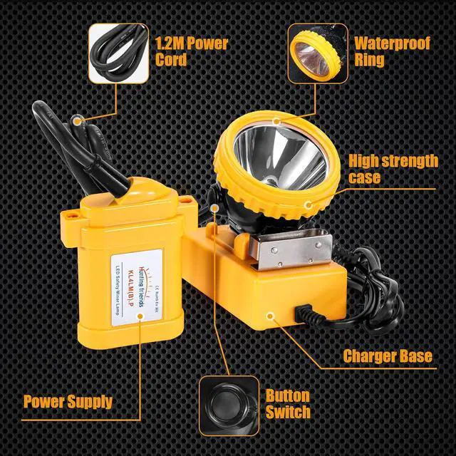 Alt view image 3 of 7 - Super Bright LED Mining Headlamp Rechargeable Waterproof Hard Hat Cap Light, Explosion-Proof Underground Miner Lamp for Tunnel, Coal Mine, Construction Work