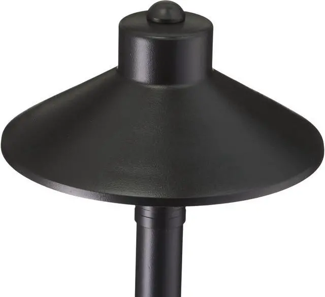 Alt view image 2 of 6 - VOLT Flat Hat 12V Black Brass Path Light (7" Shade, 24" Tall) for Low Voltage Landscape Lighting on Outdoor Pathway, Walkway, Garden, Driveway or Patio