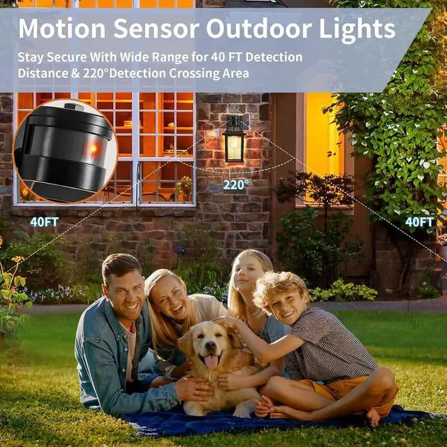Alt view image 2 of 7 - Yisuro Motion Sensor Outdoor Wall Lights, Porch Light Outdoor 3 Lighting Modes, Dusk to Dawn Exterior Light Fixture, Waterproof, Outside Lights for House Front Door Patio Garage 1 Pack (Black)