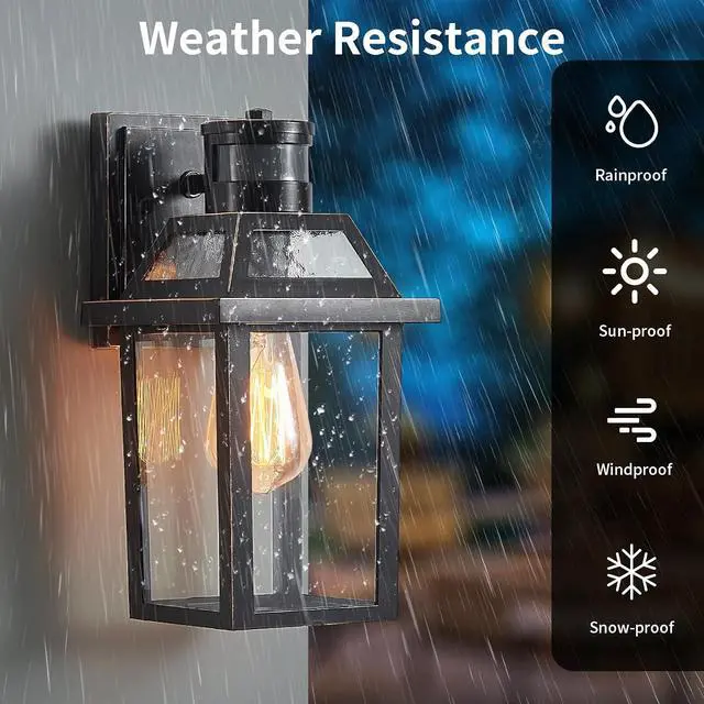 Alt view image 4 of 7 - Yisuro Motion Sensor Outdoor Wall Lights, Porch Light Outdoor 3 Lighting Modes, Dusk to Dawn Exterior Light Fixture, Waterproof, Outside Lights for House Front Door Patio Garage 1 Pack (Black)