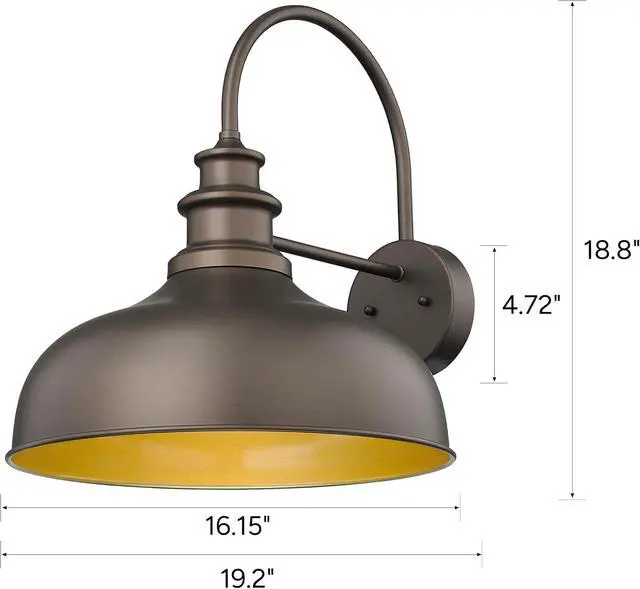 Alt view image 2 of 7 - Bestshared 16 Inch Vintage Industrial Barn Light Farmhouse Outdoor Wall Sconce - Farmhouse Exterior Wall Mount Lighting Fixture for Garage, Patio, Porch,Front Door(16"-2pack)