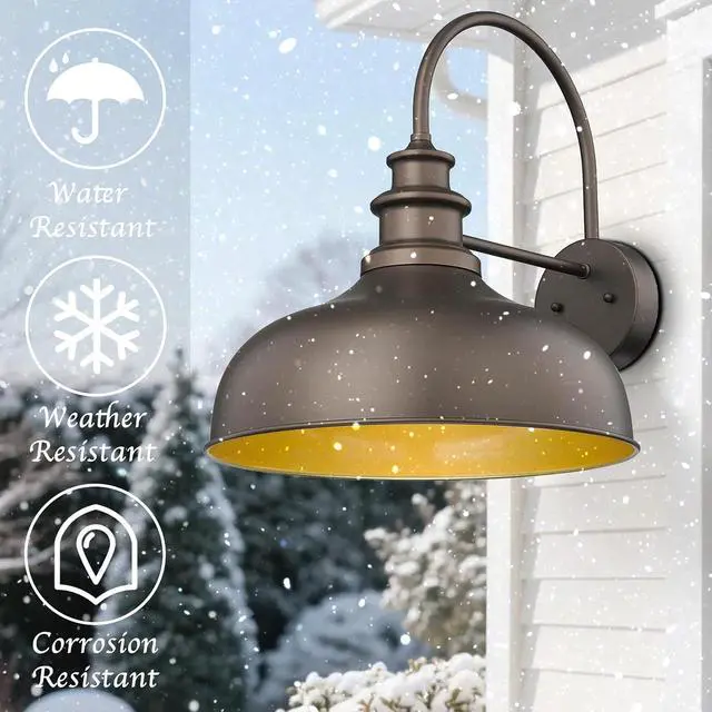 Alt view image 3 of 7 - Bestshared 16 Inch Vintage Industrial Barn Light Farmhouse Outdoor Wall Sconce - Farmhouse Exterior Wall Mount Lighting Fixture for Garage, Patio, Porch,Front Door(16"-2pack)