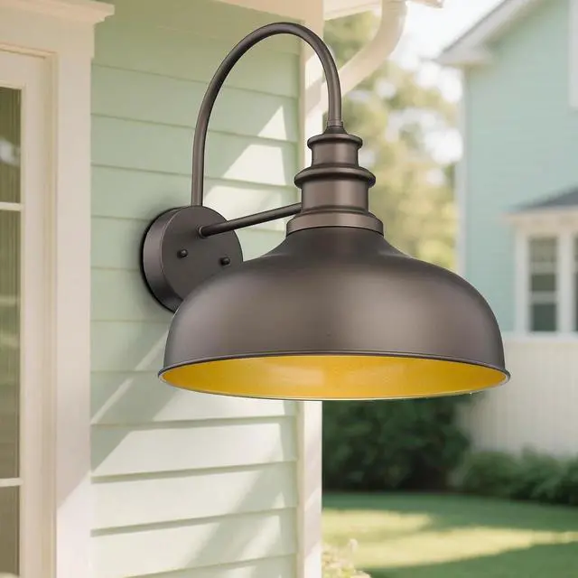 Alt view image 5 of 7 - Bestshared 16 Inch Vintage Industrial Barn Light Farmhouse Outdoor Wall Sconce - Farmhouse Exterior Wall Mount Lighting Fixture for Garage, Patio, Porch,Front Door(16"-2pack)