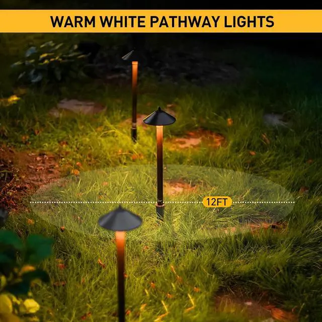 Alt view image 5 of 7 - Malibu Low Voltage Pathway Lights, 10W Pro Style Halogen Landscape Lighting, 2Pack 2700K Warm White Path Light, 12V AC Bronze Outdoor Walkway Lights for Yard Garden 8308-9103