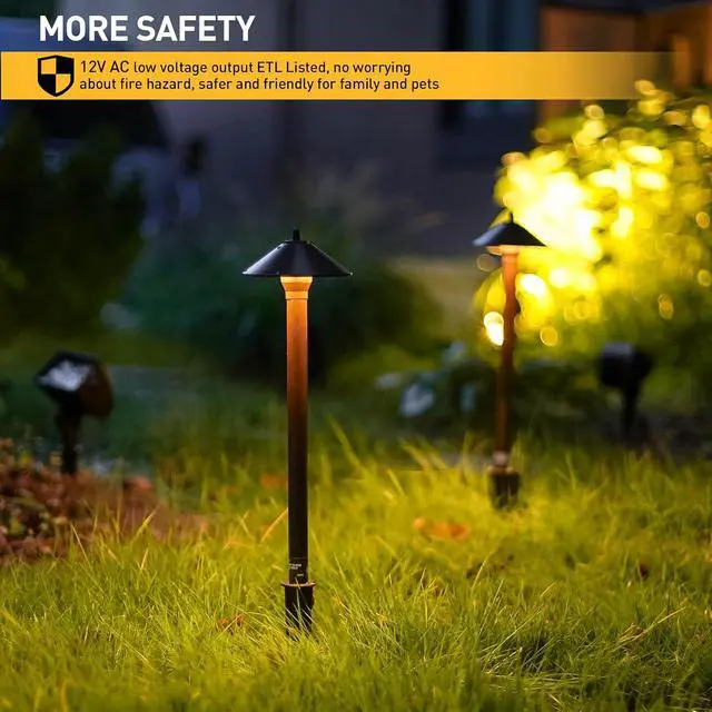 Alt view image 3 of 7 - Malibu Low Voltage Pathway Lights, 10W Pro Style Halogen Landscape Lighting, 2Pack 2700K Warm White Path Light, 12V AC Bronze Outdoor Walkway Lights for Yard Garden 8308-9103