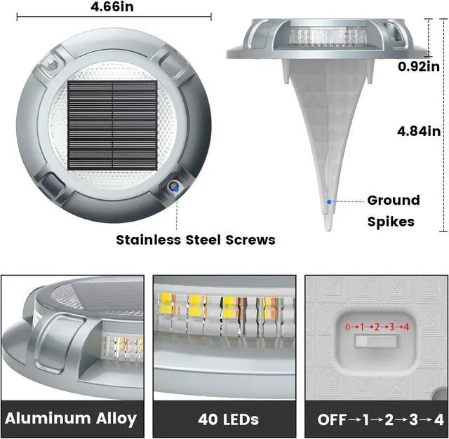 Alt view image 5 of 6 - SIEDiNLAR Solar Driveway Lights Outdoor 4 Modes 40 LEDs Deck Driveway Markers Marine Dock Light Waterproof for Walkway Ground Pathway Step Garden Yard, White/Warm Dynamic Lighting (16 Pack)