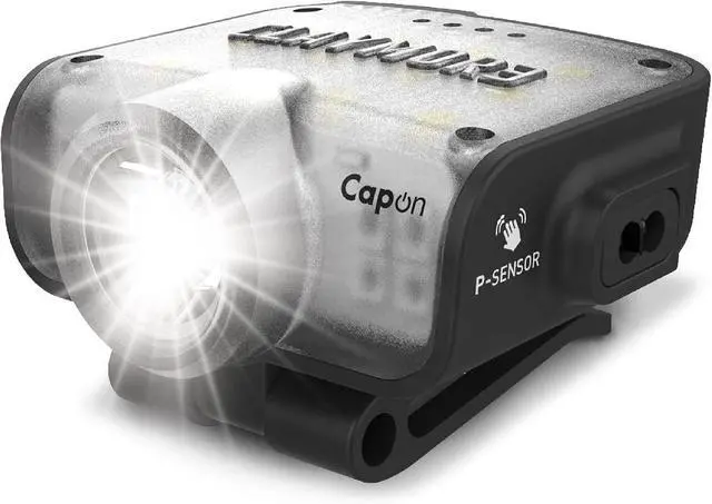 Main image of Claymore Capon 80C (Black) - LED Rechargeable Clip-On Cap Headlamp, Lightweight Hat Light for Camping, Running, Emergency & Industrial Use, Waterproof, Hands-Free Sensor, 45 Hours Battery Life.