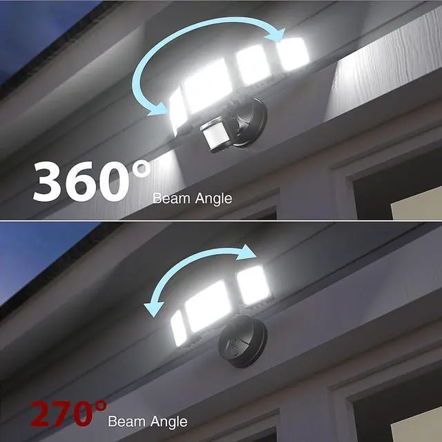 Alt view image 3 of 7 - Onforu 150W 15000LM LED Security Lights Motion Sensor Outdoor, Dusk to Dawn Flood Lighting, 5 Heads 360° Wide Angle Illumination, 6500K IP65 Waterproof Hardwired Floodlight Motion Detection (Black)