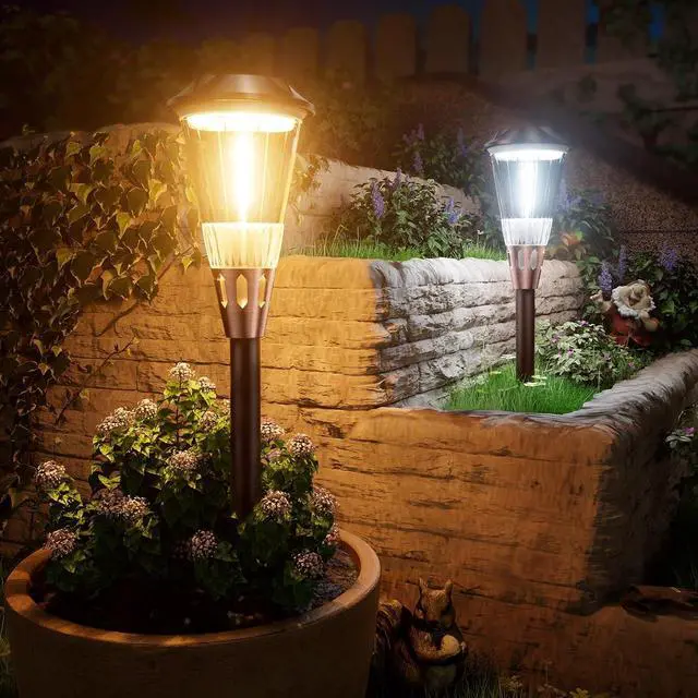 Main image of BITPOTT Solar Pathway Lights Outdoor, 8 Pack Bright 2-in-1 Warm&Cold Solar Lights Outdoor, IP65 Waterproof Garden Lights Solar Powered Walkway Lighting Outside for Yard Driveway Path Patio Landscape