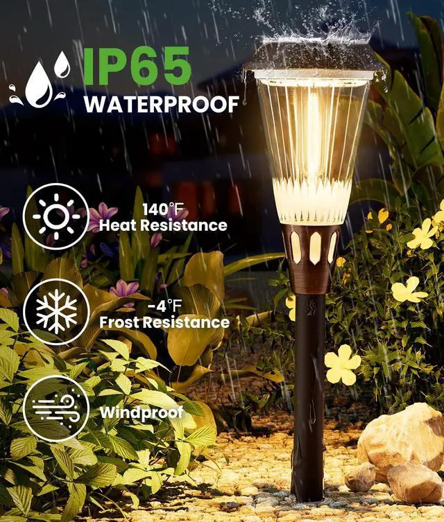 Alt view image 6 of 7 - BITPOTT Solar Pathway Lights Outdoor, 8 Pack Bright 2-in-1 Warm&Cold Solar Lights Outdoor, IP65 Waterproof Garden Lights Solar Powered Walkway Lighting Outside for Yard Driveway Path Patio Landscape