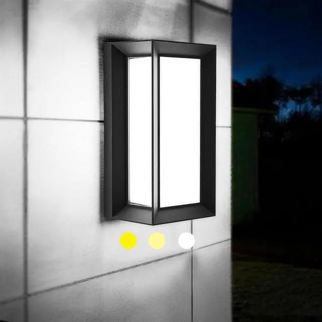 Main image of Sytmhoe Outdoor Wall-Porch-Light, Modern Exterior LED Wall Sconce,24W-Led Matte Black Exterior Wall Fixtures,Mounted Wall Patio Lamps,3-Color-Changeable for Garage Walkway Backyard Garden