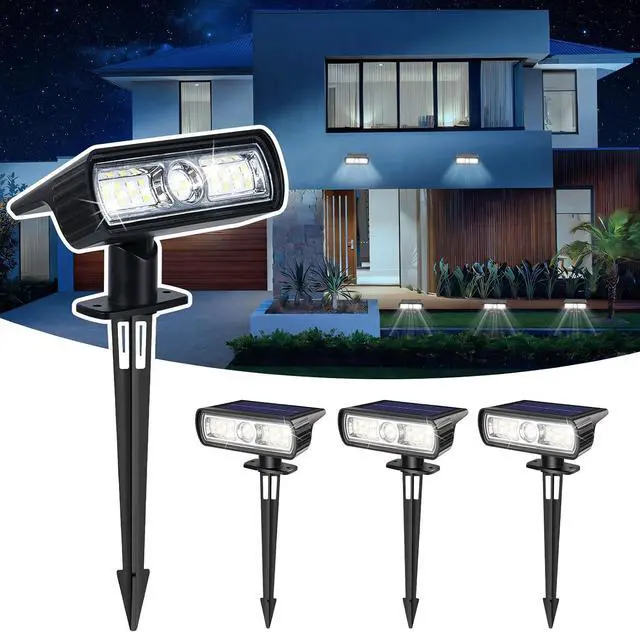 Main image of Toodour Solar Spot Light Outdoor, 4 Pack Solar Lights Outdoor with 2 Modes, Waterproof Solar Powered Flood Lights Landscape Lighting for Yard Garden Home Pathway Walkway Outdoor Decor - Cool White