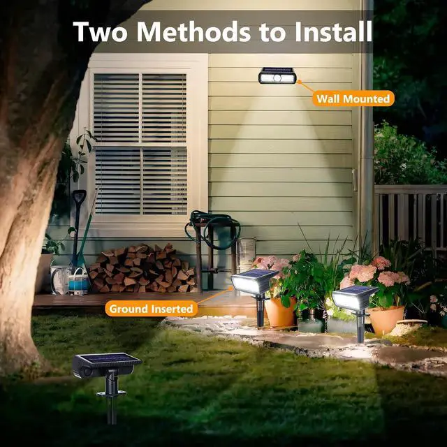 Alt view image 5 of 7 - Toodour Solar Spot Light Outdoor, 4 Pack Solar Lights Outdoor with 2 Modes, Waterproof Solar Powered Flood Lights Landscape Lighting for Yard Garden Home Pathway Walkway Outdoor Decor - Cool White