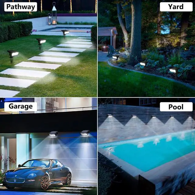 Alt view image 6 of 7 - Toodour Solar Spot Light Outdoor, 4 Pack Solar Lights Outdoor with 2 Modes, Waterproof Solar Powered Flood Lights Landscape Lighting for Yard Garden Home Pathway Walkway Outdoor Decor - Cool White