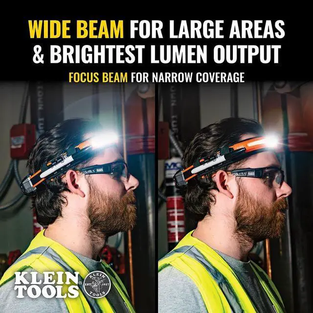 Alt view image 4 of 7 - Klein Tools 56308 Rechargeable Headlamp with Strap, 575 Lumens, Wide-Beam LED, All-On or Direct Focus Modes, for Work and Outdoors