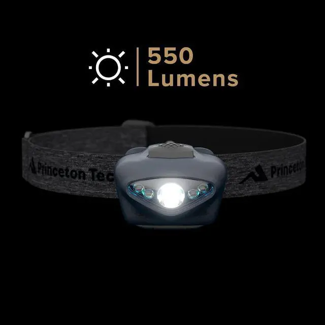 Alt view image 2 of 7 - Princeton Tec Vizz LED Headlamp 550 Lumen Dimmable White and Red LEDs, IPX7 Waterproof Rating, Dual Beam Modes Runs on 3 AAA, Lightweight and Rugged