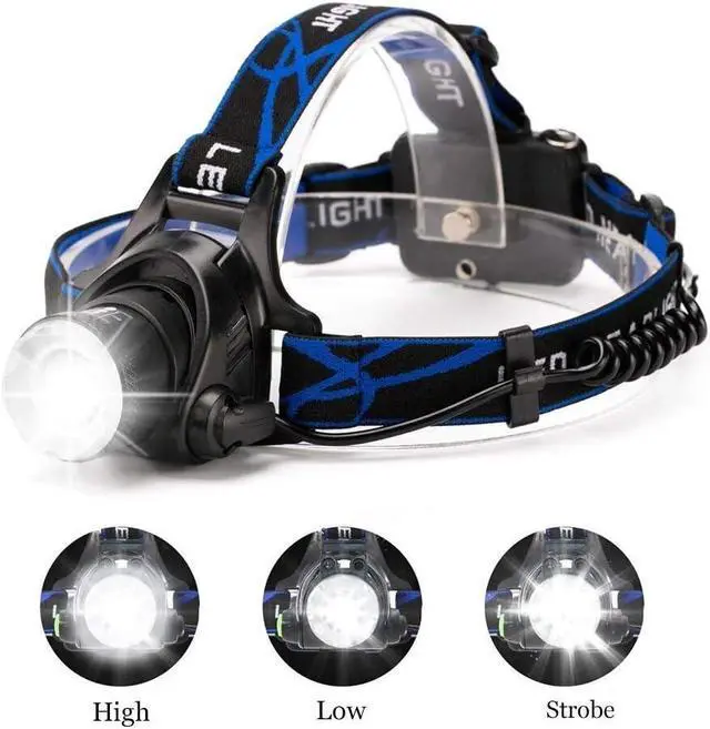 Alt view image 2 of 6 - Ultra-Bright 3000 Lumen 3 Mode with AAA Batteries Waterproof LED Headlamp,2-Pack