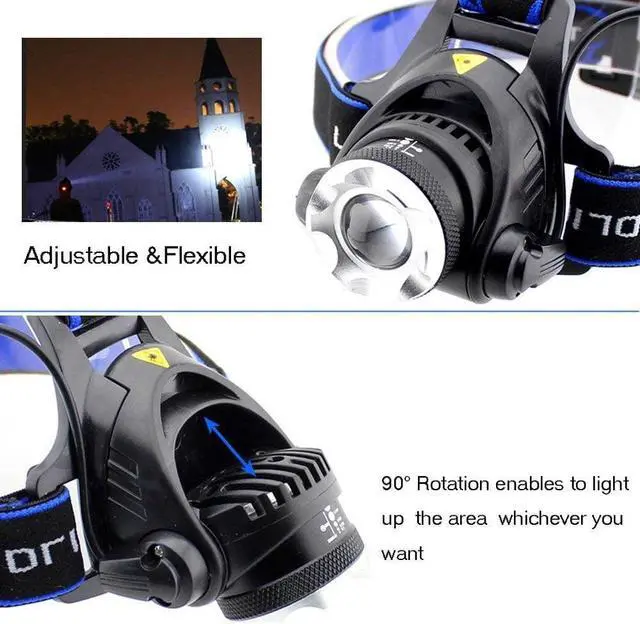 Alt view image 4 of 6 - Ultra-Bright 3000 Lumen 3 Mode with AAA Batteries Waterproof LED Headlamp,2-Pack