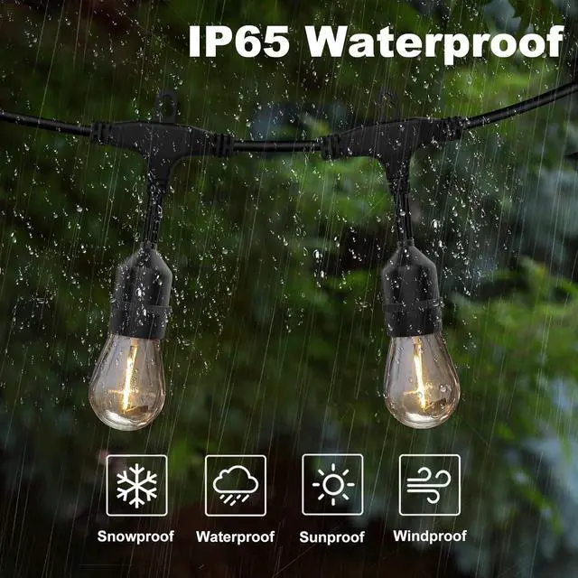Alt view image 3 of 6 - Achin Outdoor String Lights 150 Feet LED Waterproof Patio Lights with 50 Shatterproof Dimmable Warm Edison Bulbs String Lights for Outdoor Gazebo Bistro Wedding Birthday Party Lights, Connectable