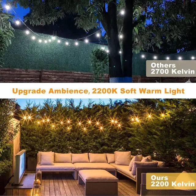 Alt view image 4 of 6 - Achin Outdoor String Lights 150 Feet LED Waterproof Patio Lights with 50 Shatterproof Dimmable Warm Edison Bulbs String Lights for Outdoor Gazebo Bistro Wedding Birthday Party Lights, Connectable
