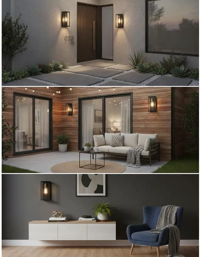 Alt view image 6 of 7 - AKEZON Outdoor Wall Light Fixture, Matte Black & Brass Exterior Wall Light with Glass Shades, Anti-Rust Porch Lighting Sconce E26 Hardwired Modern Wall Lantern for Garage Patio Front Door